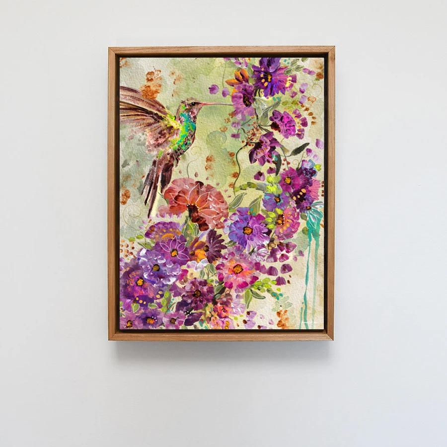 Away With The Hummingbird Florals Framed Canvas Print - Uncommon Florals