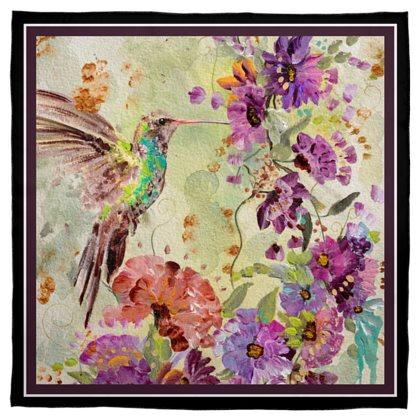 Away with the Hummingbird Florals Silk Scarf