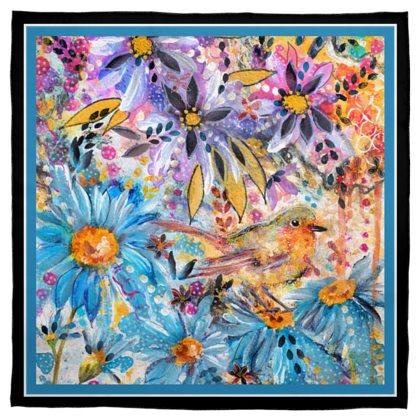 Little Robin of the Florals Silk Scarf